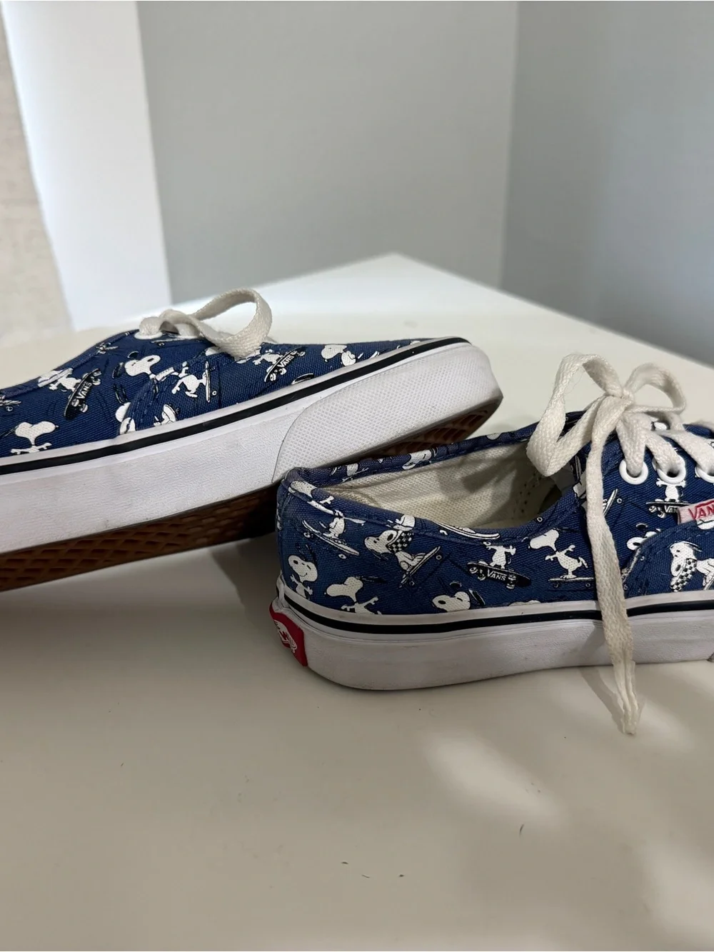 VANS x Peanuts Snoopy Navy Canvas Low Top Lace-Up Sneakers Unisex Kids 1.5